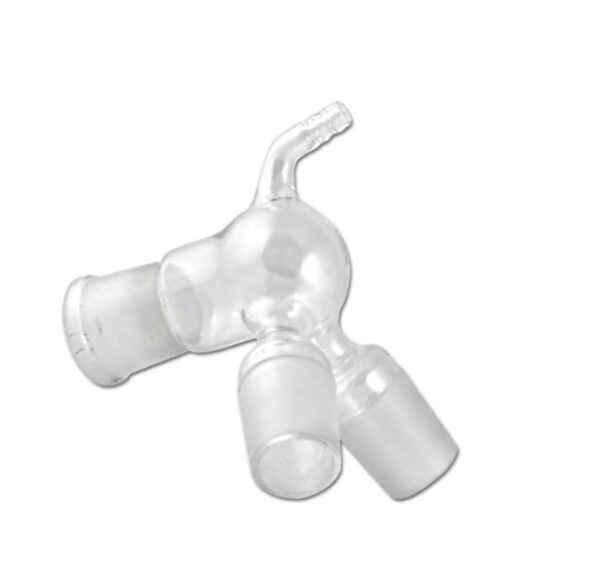 Pig receiver adapter for two flasks, with vacuum connection