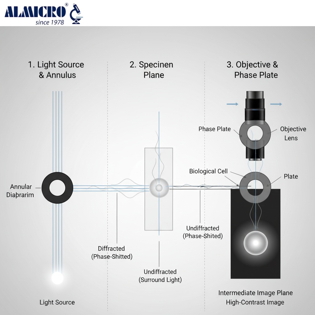 Working of a Phase Contrast Microscope