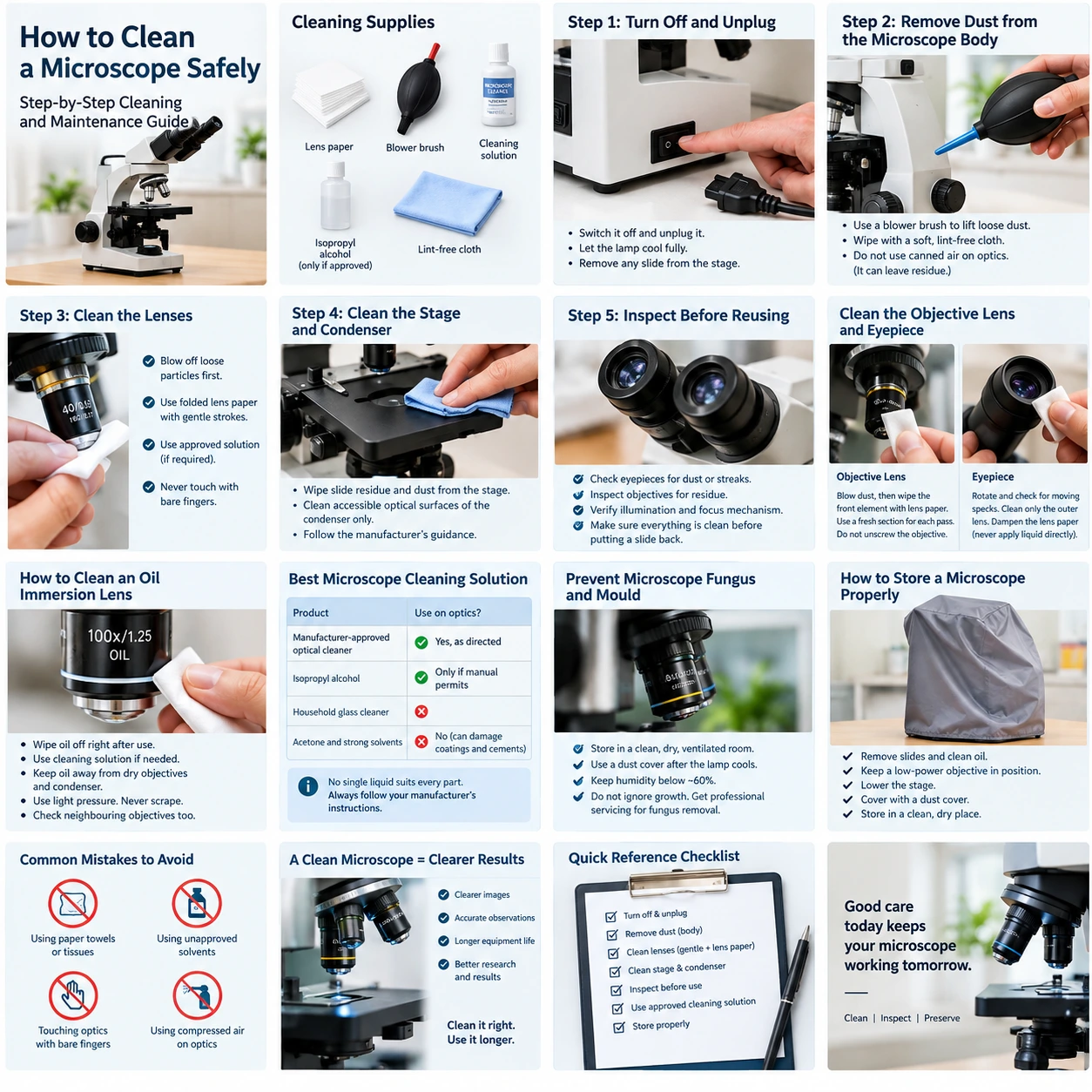How to Clean a Microscope Safely